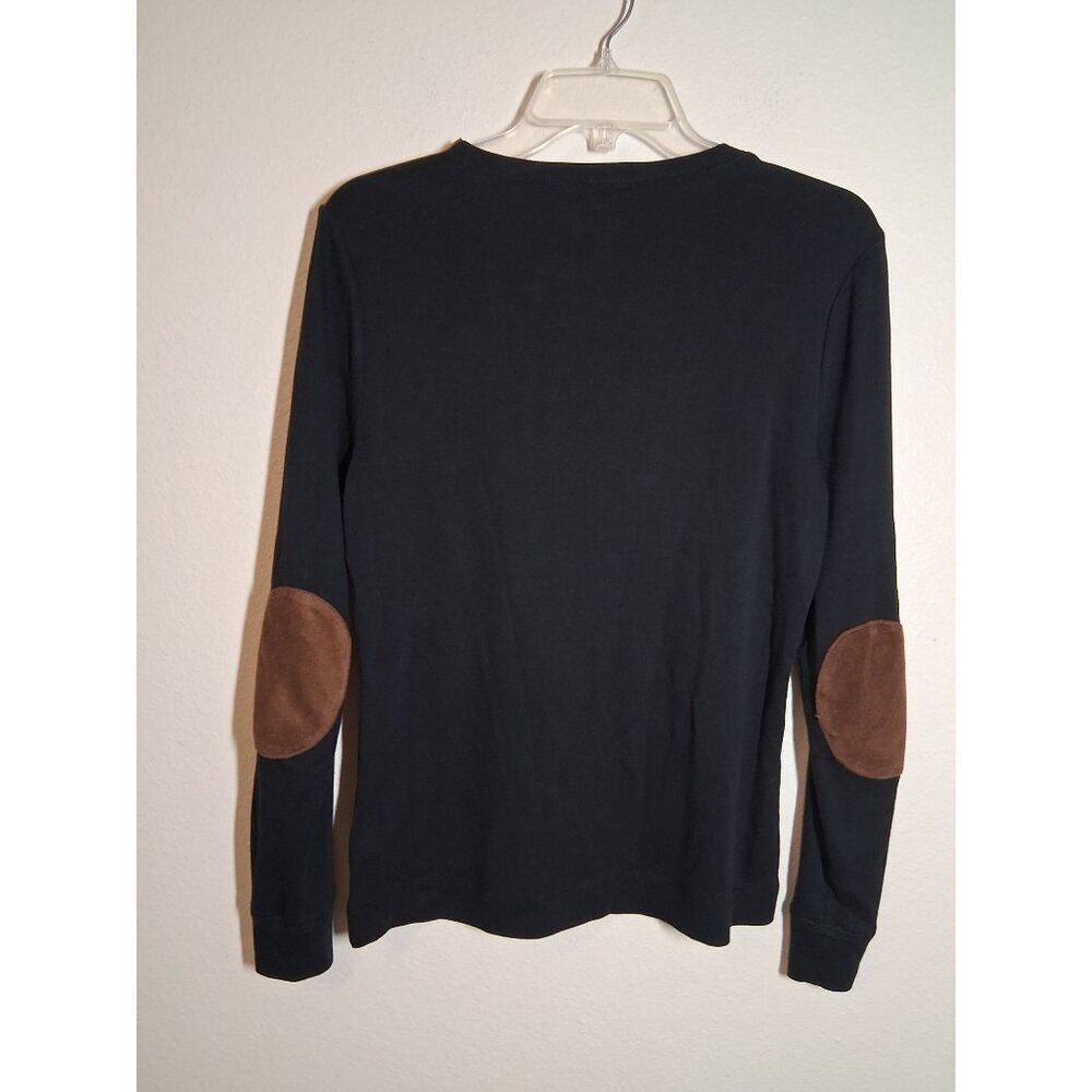 LRL Lauren Ralph Lauren T-Shirt Rustic Western Leather Elbow Pads Top Sz Large - Picture 2 of 7